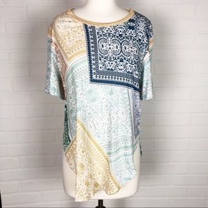 Anthropology Postmark Patchwork Tee Sz M